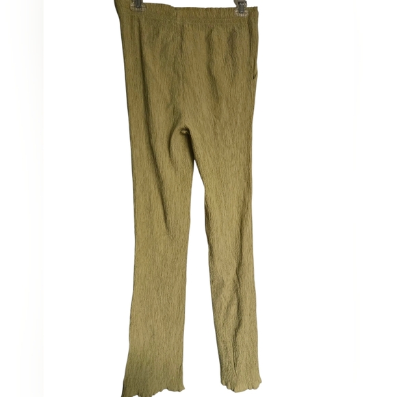 Zara Women's Olive Green Crepe Drawstring Flare Pants Small - Picture 2 of 5